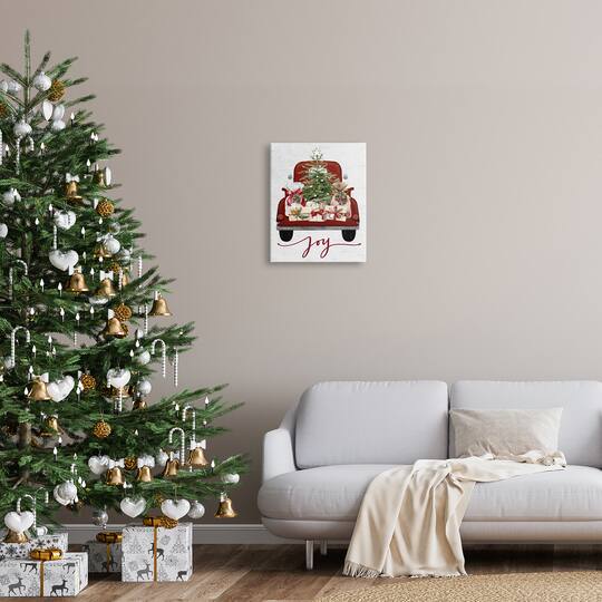 Stupell Industries Joy Holiday Red Gift Truck Canvas Wall Art
